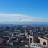 Город Ереван. Вид на Арарат с верхней смотровой площадки Большого Каскада.