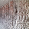 Монастырь  Гегард, фрагмент скального коридора с хачкарами
