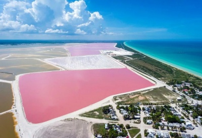 Розовое озеро Las Coloradas в Мексике