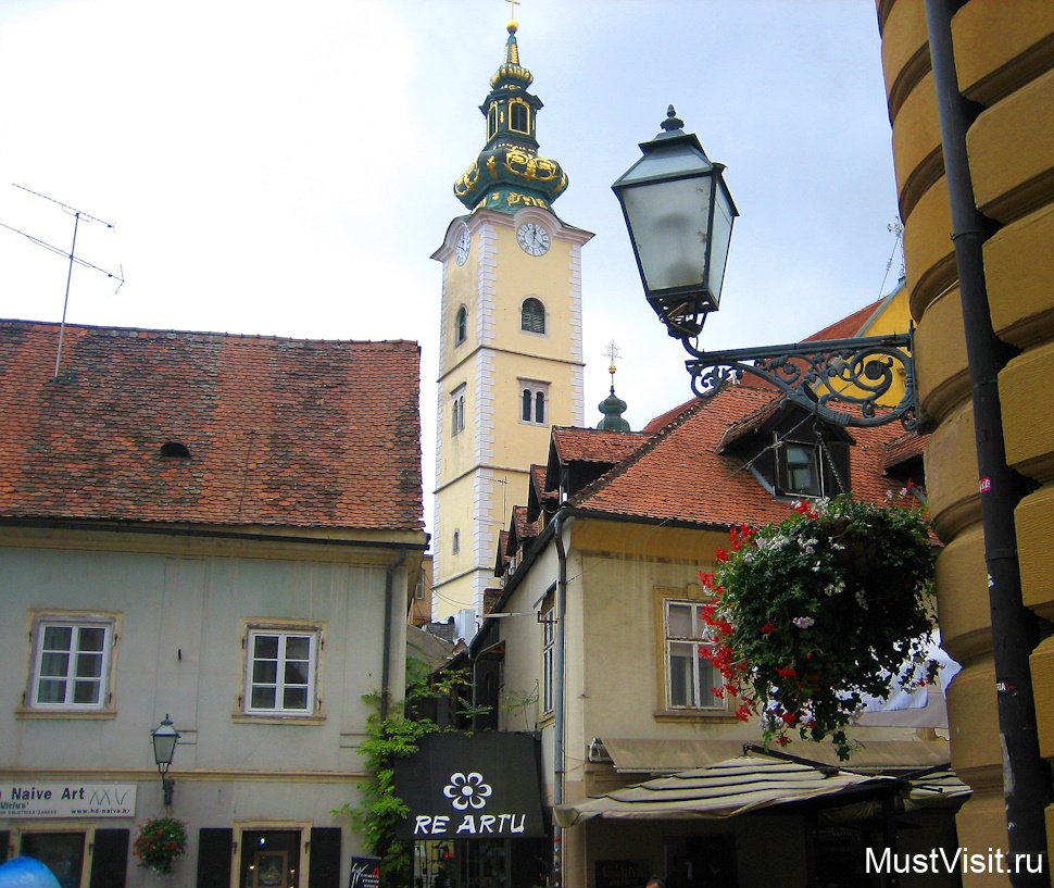 Город Загреб, колокольня церкви Святой Марии. Старый город.