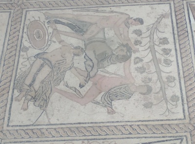 Мозаика с мифологическим изображением наказания Дирки в Пуле